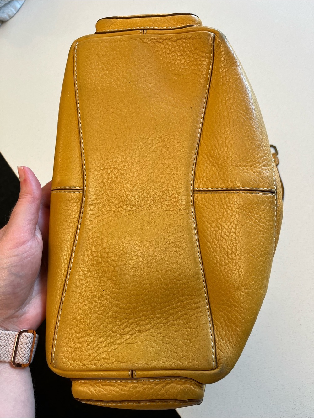 Cole Haan Mustard Leather Drawstring Shoulder Bag - Picture 10 of 14